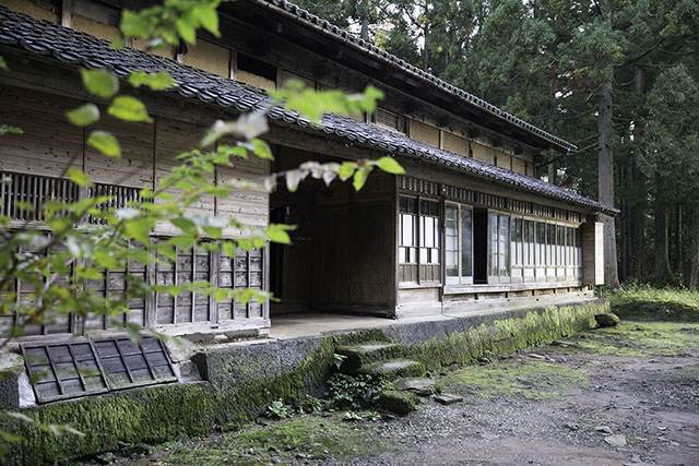 花の家庭の水場より雨戸一枚だけ開き