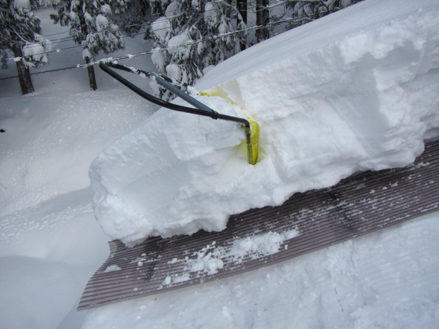 ダンプを雪のヨコに挿す。
